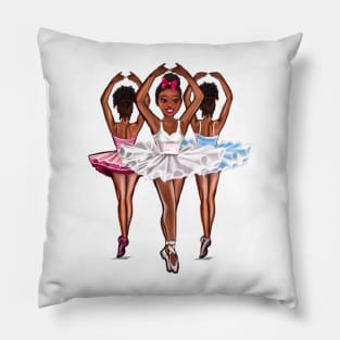 African American ballerina - #009 brown skin ballerinas and a pink bow. Top 10 best Black girl gifts Pillow