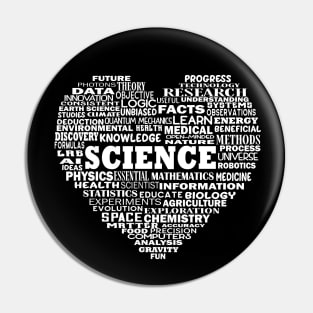 Heart Science Word Cloud in White Pin