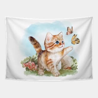 Kitten's Butterfly Bliss Tapestry