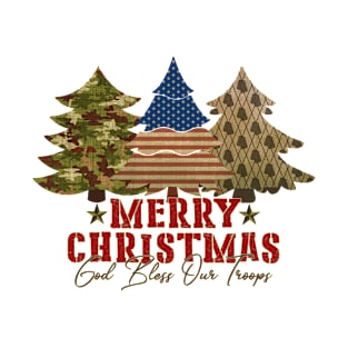 Merry Christmas God Bless the Troops T-Shirt