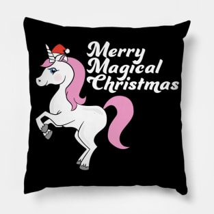 Merry Magical Christmas Unicorn Pillow