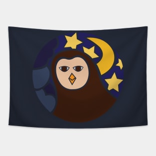 Owl in the night mosaic (Pocket size) Tapestry