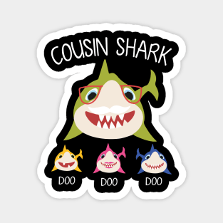 Sharks Swimming Together Happy Father Day Cousin Shark Doo Doo Doo Brother Sister Magnet