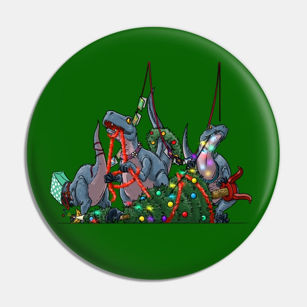 Velociraptor Dinosaur Christmas Decoration Demolition Pin by Big Appetite Illustration