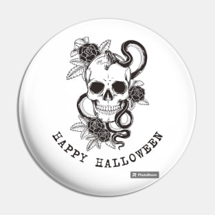 Happy Halloween skull and flowers fall oktober Pin