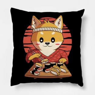 Kawaii Shiba Inu Dog Eating Japanese Sushi Anime Gift Pillow