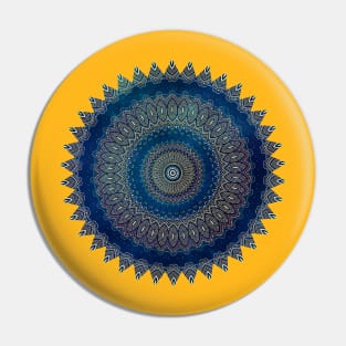 Watercolor Mandala dark blue Pin