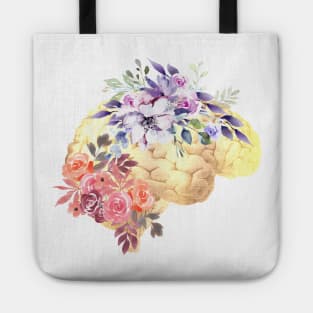 Floral Human Brain Anatomy Tote