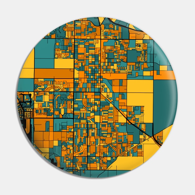 Oxnard Map Pattern in Orange & Teal Pin by PatternMaps