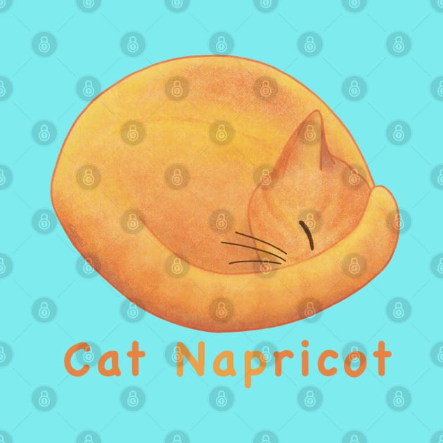 Sweet Apricot Cat Cartoon – Cat Napricot Pun by Crystal Raymond