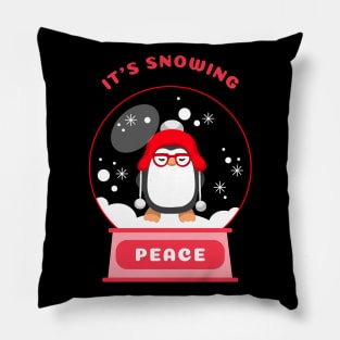 It Is Snowing Peace Penguin (Red) Pillow