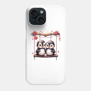 Valentine Penguin Couple On Swing Phone Case