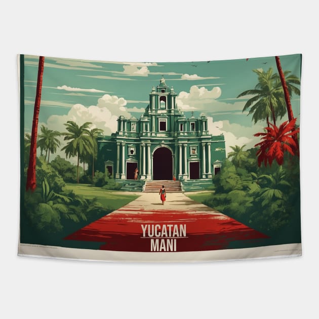 Mani Yucatan Mexico Vintage Tourism Travel Tapestry by TravelersGems