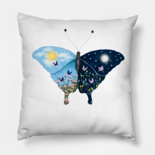 Butterfly of night and day Pillow