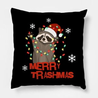 Funny Christmas Raccoon Merry Trashmas Pillow