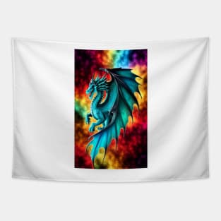 King Dragon Fire Turquoise Tapestry