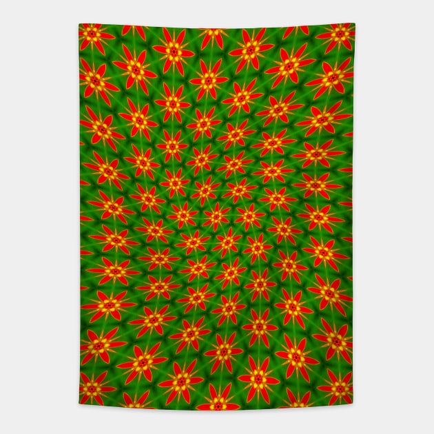 Red Blossom Pattern Tapestry by PatternFlower