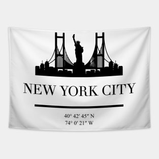 NEW YORK CITY NEW YORK BLACK SILHOUETTE SKYLINE ART Tapestry