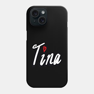 Tina girls name woman’s first name in white cursive calligraphy personalised personalized customized name Gift for Tina Phone Case