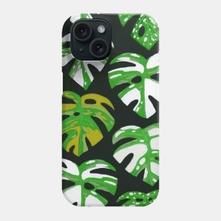 Variegated Monstera Pattern in Gouache-Dark Phone Case