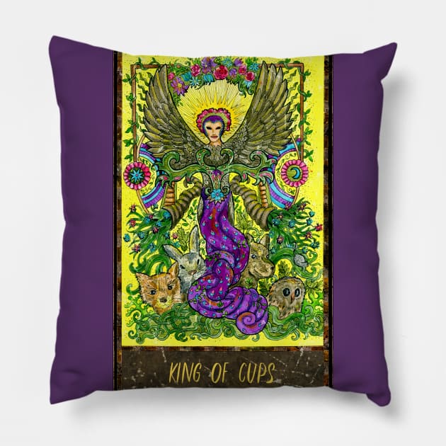 King Of Cups. Magic Gate Tarot Card Design. Pillow by Mystic Arts