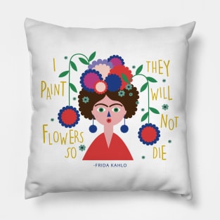 Frida kahlo mexican painter colorful flowers spring garden Pillow