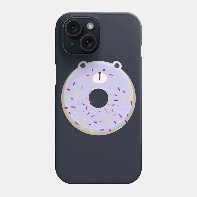 Violet Blushing Cute Bear Donut Phone Case by InkyArt