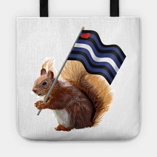 Red Squirrel with Leather Pride Flag Tote