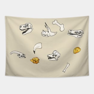 Dinosaur Fossil Bone Print Tapestry