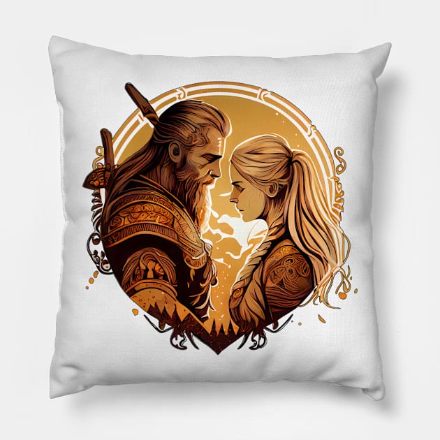 Viking Couple four Pillow by MLArtifex