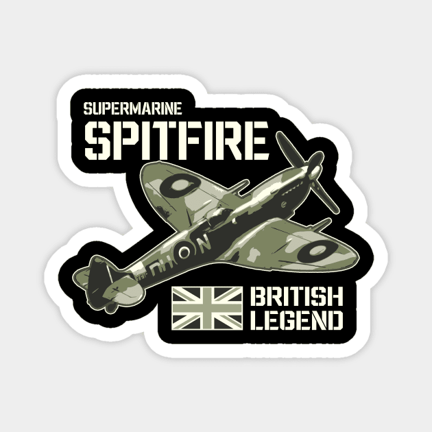 Spitfire Fighter Aircraft Airplane Aeroplane RAF Retro Plane UK British Legend Magnet by BeesTeez