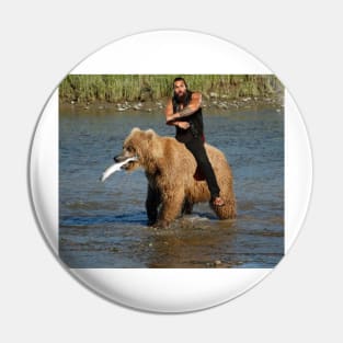 Jason Momoa Riding a bear Pin