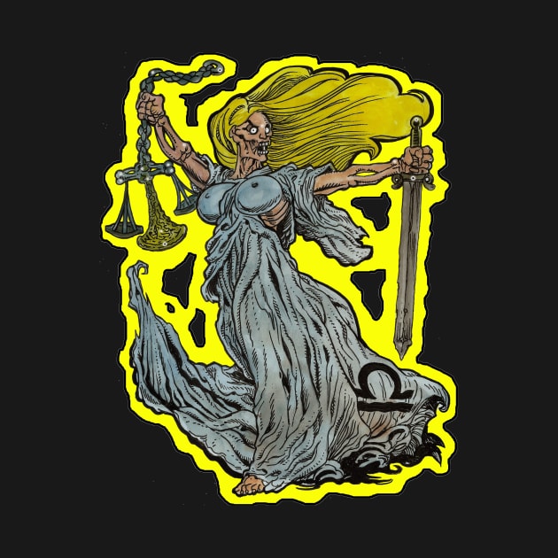 Zombie Art : ZOMBIE ZODIAC HORRORSCOPE (Libra) T-Shirt by rsacchetto