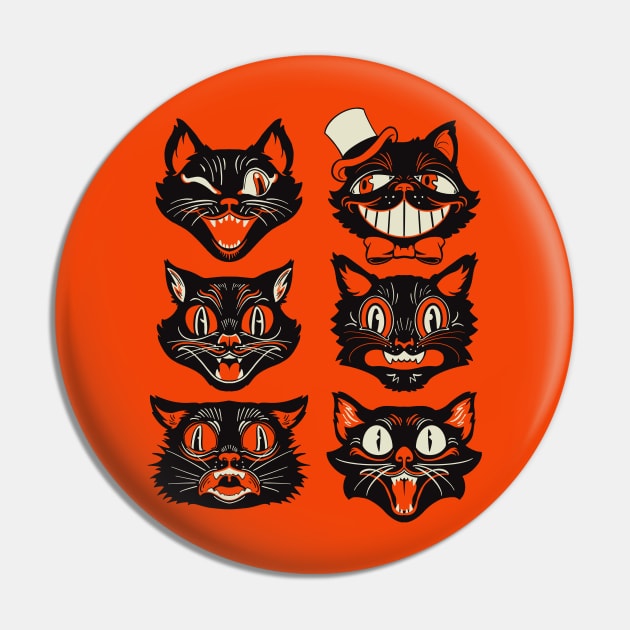 Vintage Halloween Black Cat Face Collection Pin by CTKR Studio
