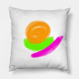 Green orange pink watercolor texture art Pillow