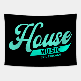 HOUSE MUSIC  - b ball font (teal) Tapestry