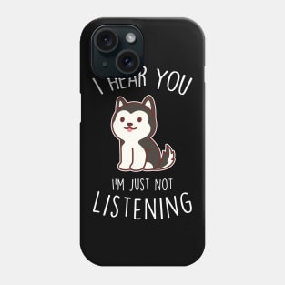 Black and White Husky Dog Not Listening Phone Case