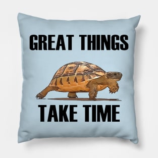 Great Things Take Time Plodding Tortoise Cut Out Pillow