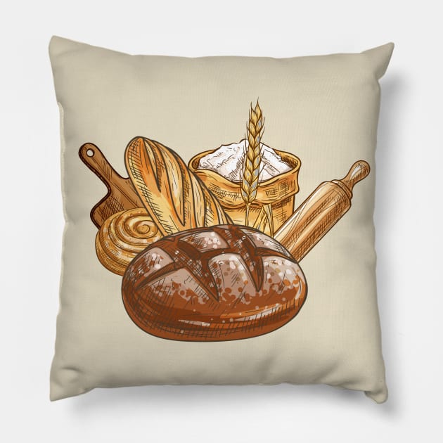 Fresh Bread Pillow by NewWorldIsHere