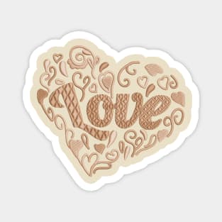 Love in Love heart Salted Caramel Embroidered Look Magnet
