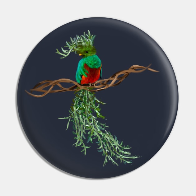 Resplendent Quetzal + Fish Hook Senecio Pin by mkeeley