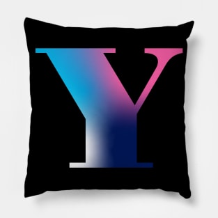 Capital Letter Y Monogram Gradient Pink Blue White Pillow