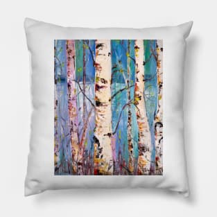 Spring In The Birch Forest Pillow