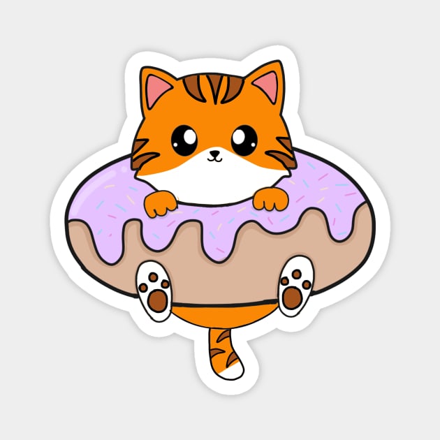 Kawaii Orange Cat inside Donut Magnet by logiamerch