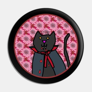 Portrait of a Halloween Horror Vampire Cat Pin