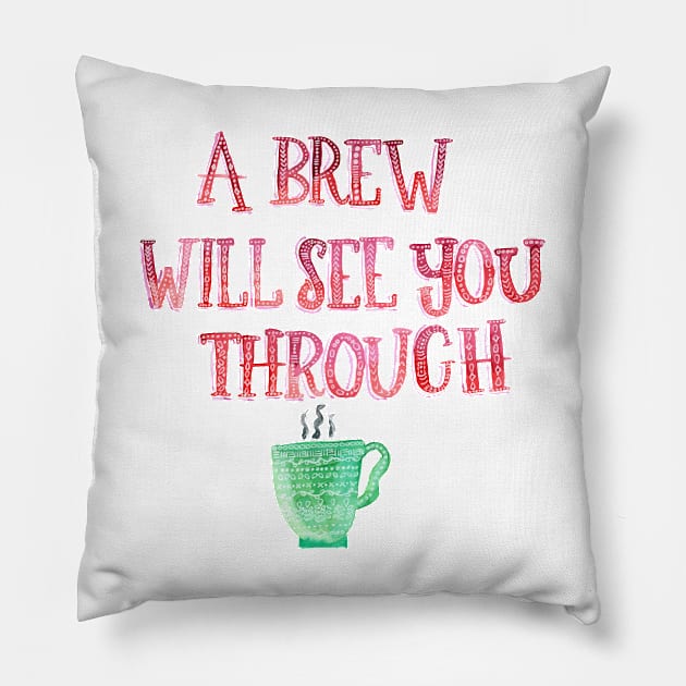 A brew will see you through Pillow by Harpleydesign