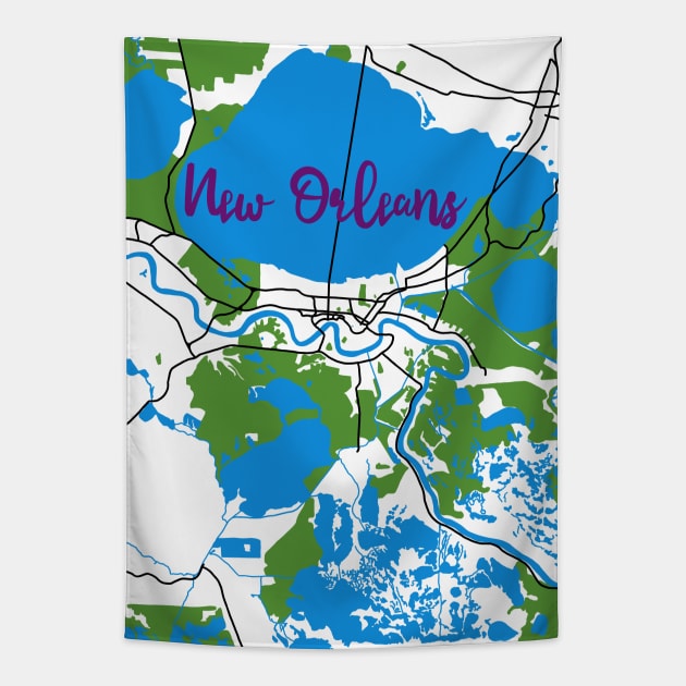 New Orleans Map Tapestry by CorrieMick