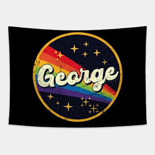 George // Rainbow In Space Vintage Grunge-Style Tapestry