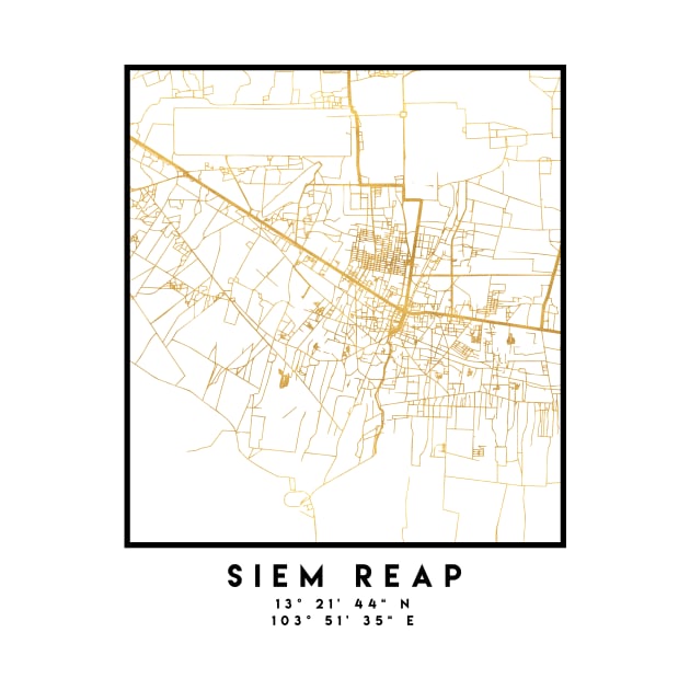 SIEM REAP CAMBODIA CITY STREET MAP ART by deificusArt