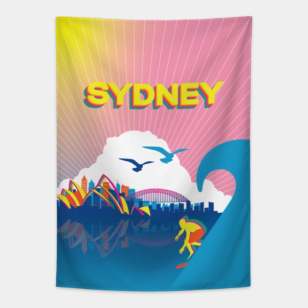 Psychedelic Sydney Sunset Tapestry by rjartworks